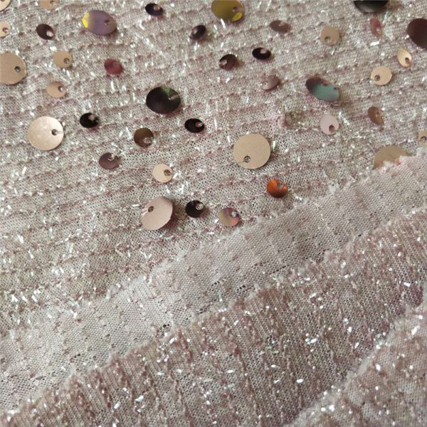 Big dot bronze sequin fabric lace fabric supplier from China - Image 2