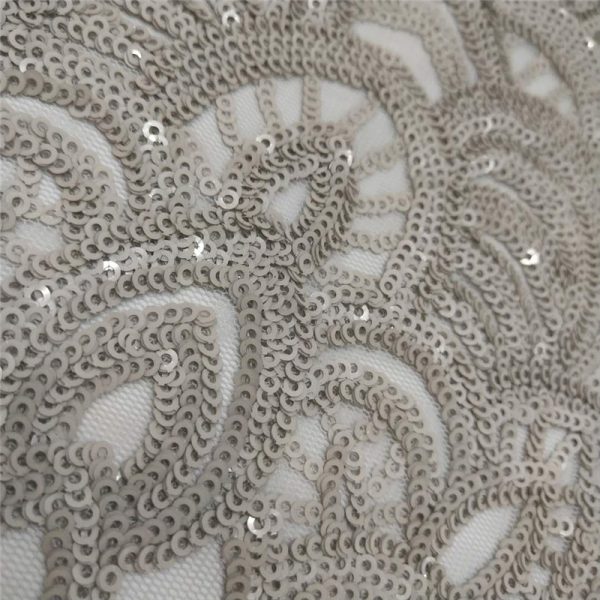 Stretch 3mm white sequin fabric wholesale - Image 3