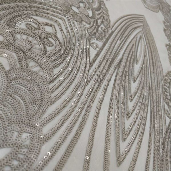 Stretch 3mm white sequin fabric wholesale - Image 4