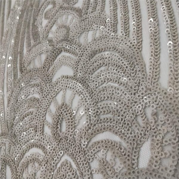 Stretch 3mm white sequin fabric wholesale - Image 6