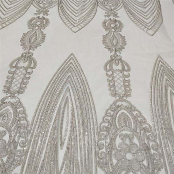 Stretch 3mm white sequin fabric wholesale - Image 2