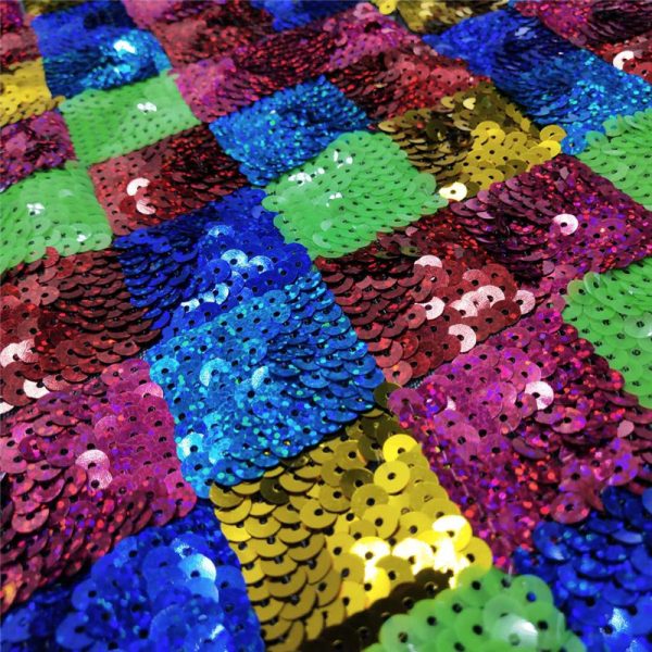 Costume materials multicolored sequin fabric - Image 3