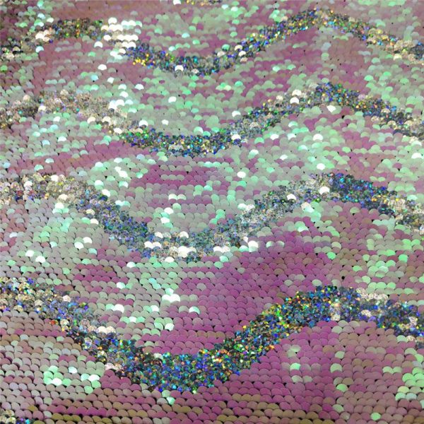 Two tone sequin fabric multicolor by the yard - Image 4