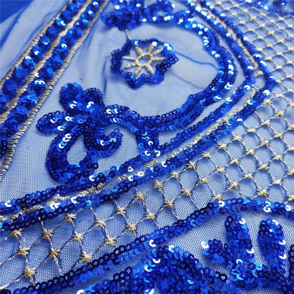 sequin tulle fabric blue