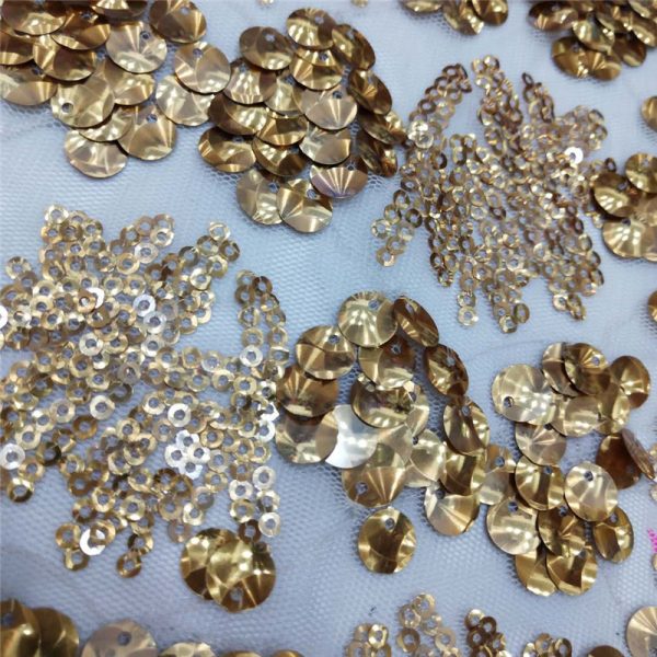 Glitz embroidered sequin fabric gold bolt sale - Image 3