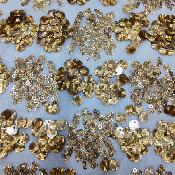 Glitz embroidered sequin fabric gold bolt sale - Image 4