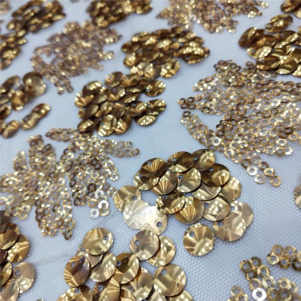 Glitz embroidered sequin fabric gold bolt sale - Image 5