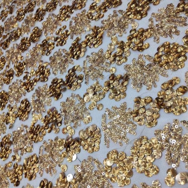 Glitz embroidered sequin fabric gold bolt sale - Image 6