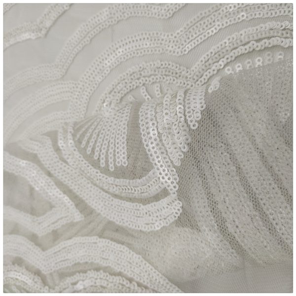 white sequin fabric mesh