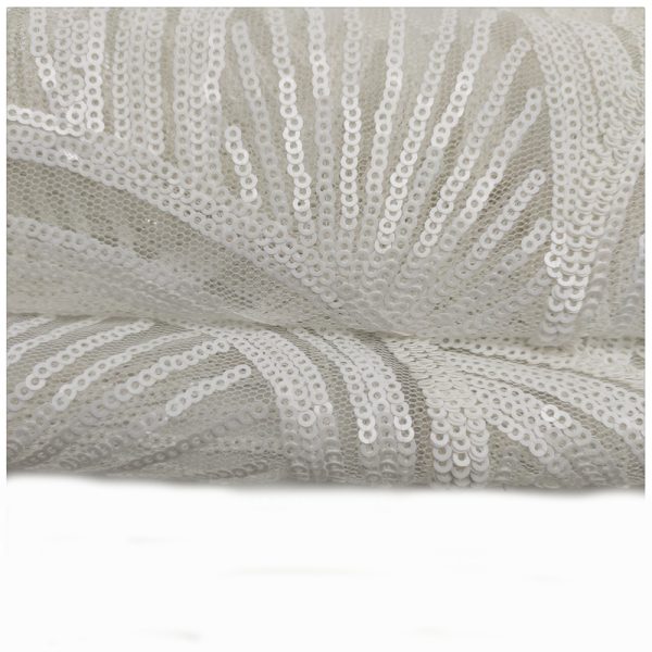 Stretch white sequin fabric for sale - Image 5