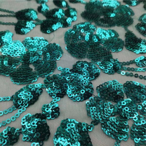 turquoise sequin lace fabric