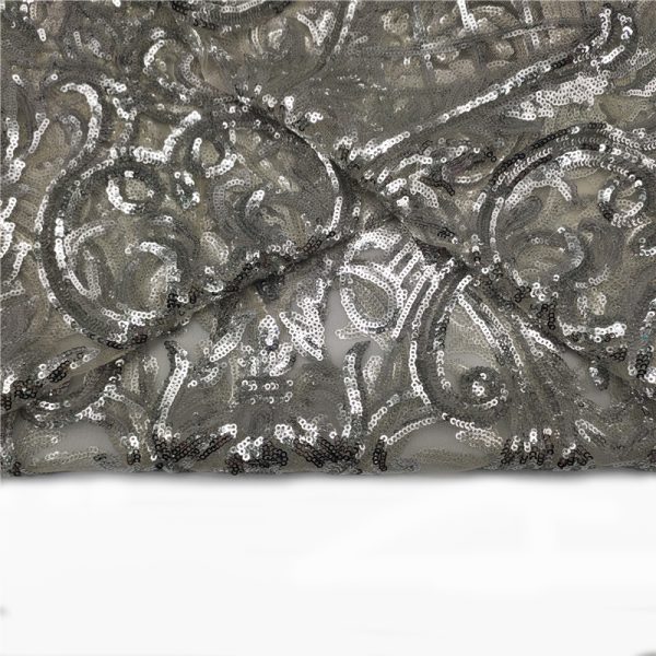 Silver shimmer sequin fabric for dress - Image 4