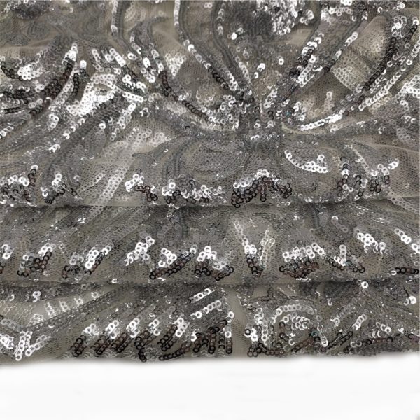 Silver shimmer sequin fabric for dress - Image 5