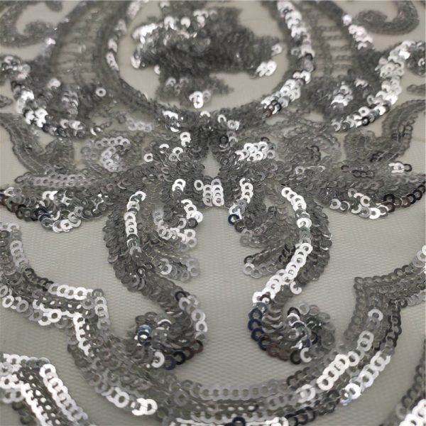 Silver shimmer sequin fabric for dress - Image 3