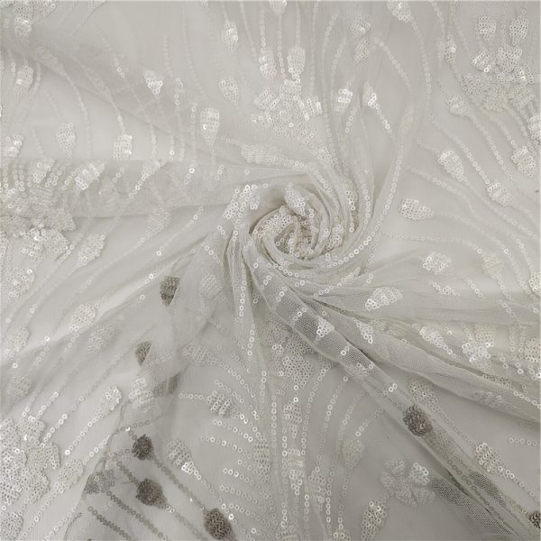 White silver sequin fabric supplier - Image 3