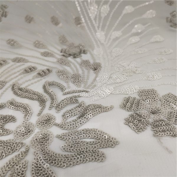 White silver sequin fabric supplier - Image 4