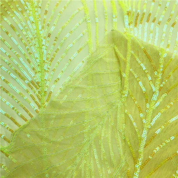 Yellow micro tree branch sequin fabric - Image 4