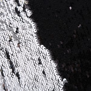 silver and black reversible sequin fabric