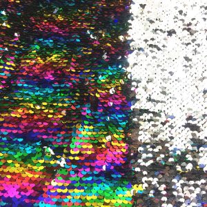 rainbow silver sequin fabric