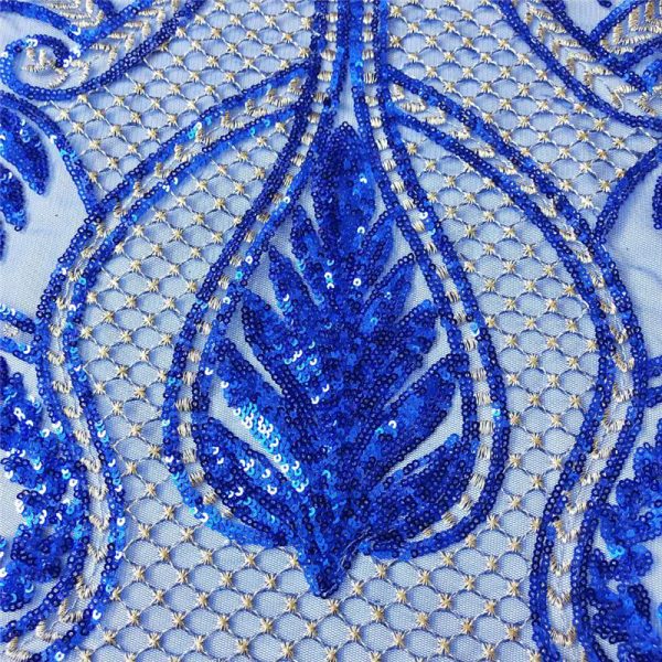 blue sequin embroidered fabric