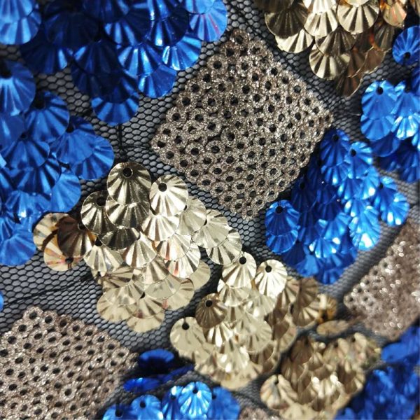 Gold geometric sequin fabric by the bolt - Image 3