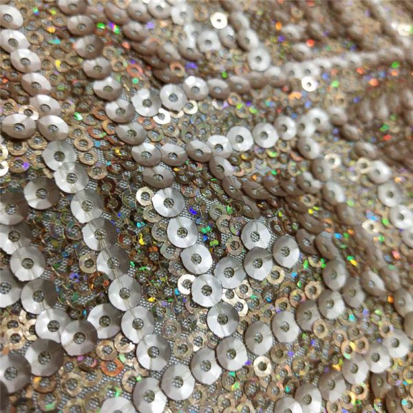 Golden gold payette sequin fabric - Image 3