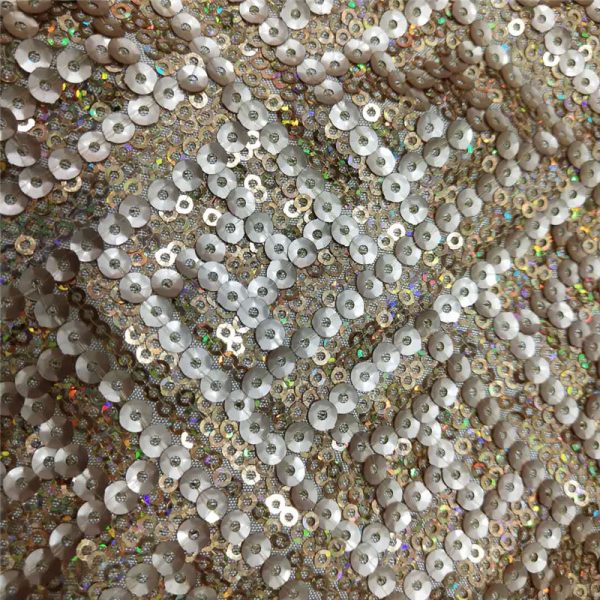 Golden gold payette sequin fabric - Image 4