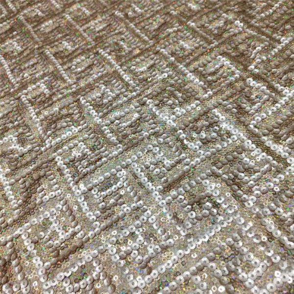 Golden gold payette sequin fabric - Image 5