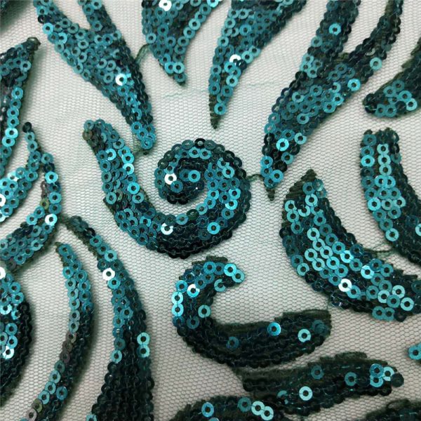 Turquoise sequin stretch fabric wholesale - Image 5