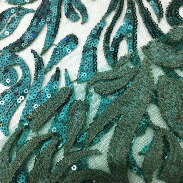 Turquoise sequin stretch fabric wholesale - Image 3