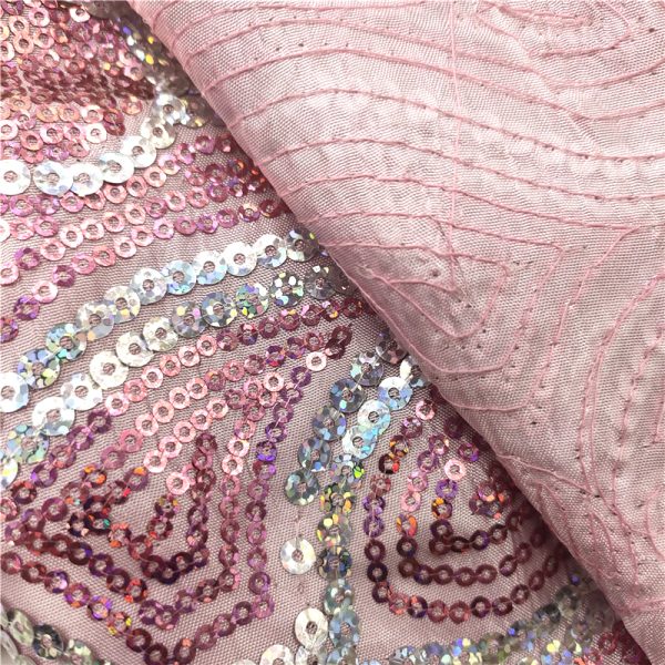 Pink pastel sequins fabric - Image 6