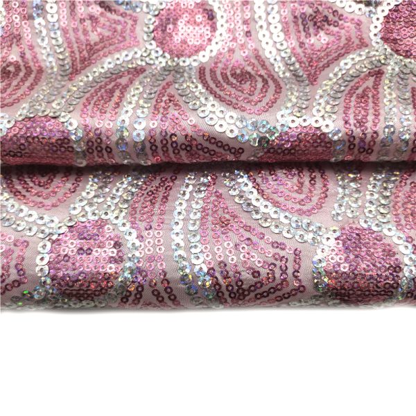 Pink pastel sequins fabric - Image 5