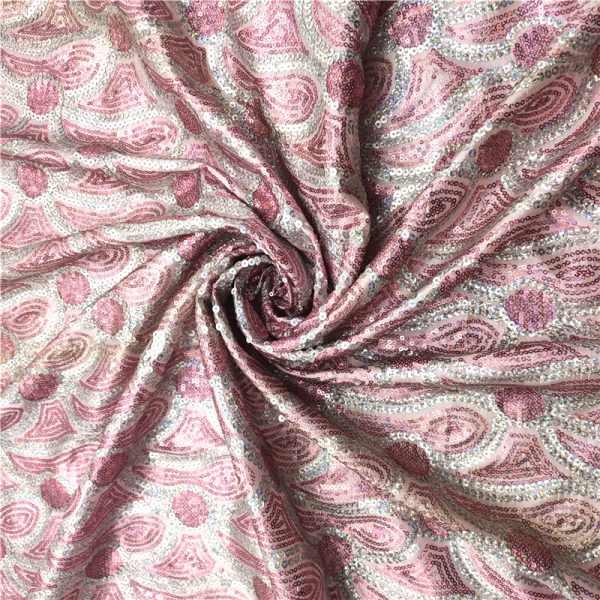 Pink pastel sequins fabric - Image 4