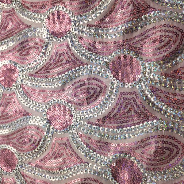 Pink pastel sequins fabric - Image 2