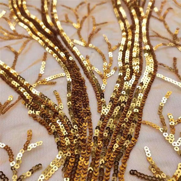 gold sequin net fabric