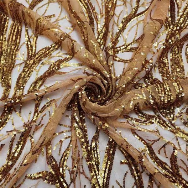 Gold sequin net fabric - Image 4