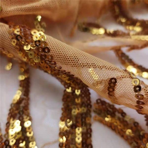 Gold sequin net fabric - Image 5