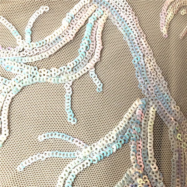 Mesh floral chiffon sequin fabrics wholesale roll - Image 4