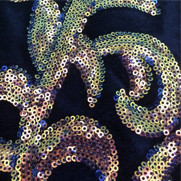 Lace stretch sequin fabric by the yard for sale - Image 4