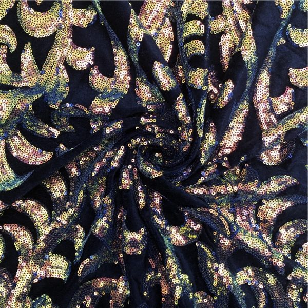 Lace stretch sequin fabric by the yard for sale - Image 6