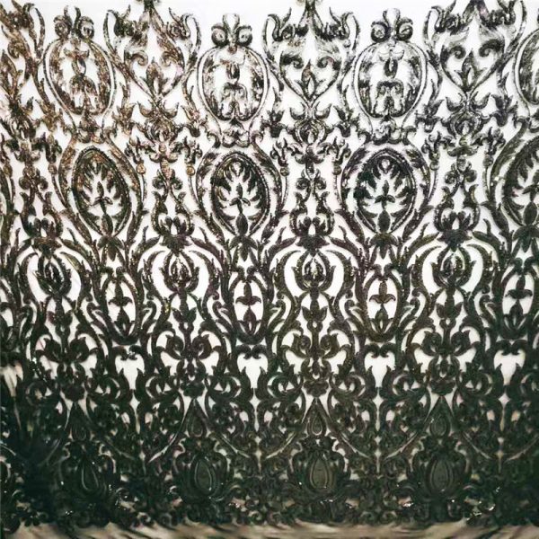 black flower sequin lace fabric