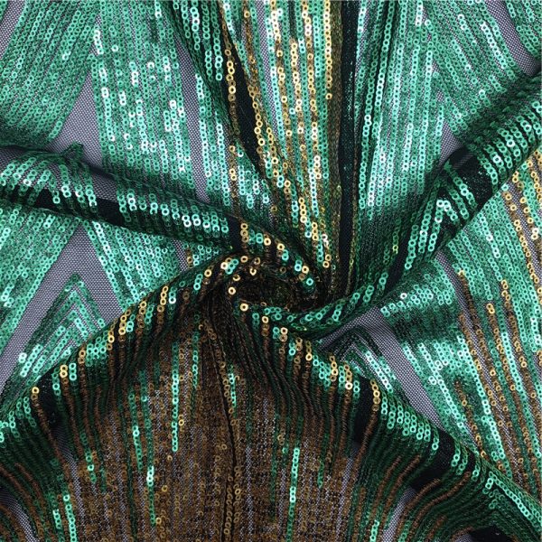 Black fancy tree sequin fabric - Image 5