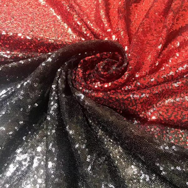 red and black ombre sequin fabric