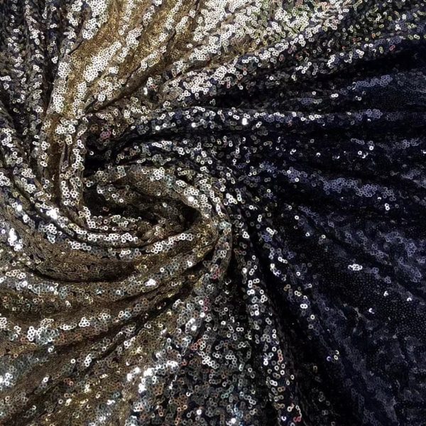 Black and silver ombre sequin fabric