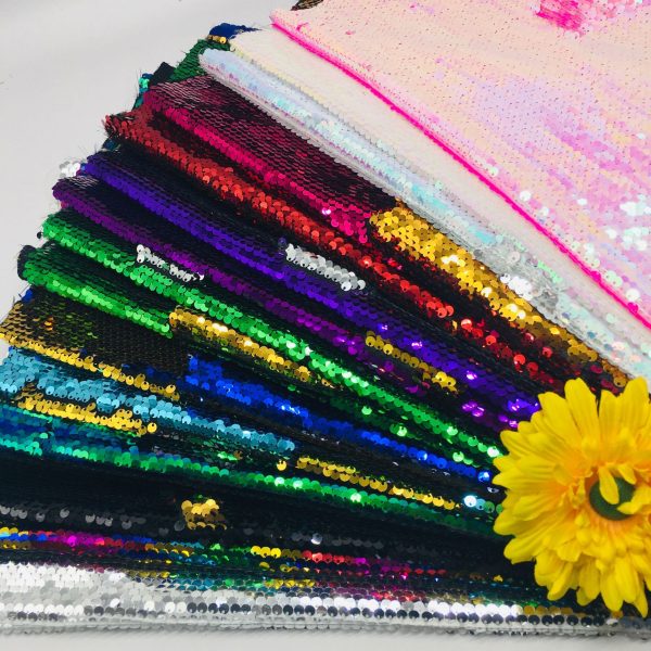 Wholesale 5mm Yellow DIY reversible sequin fabric