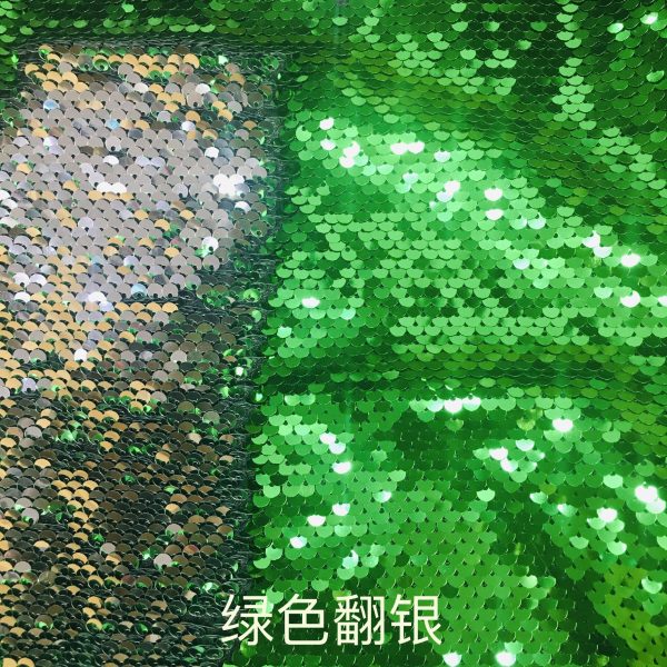 green fish scale sequin fabric