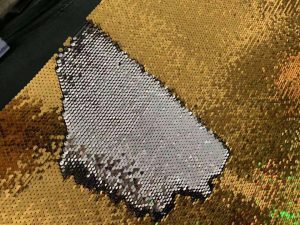 Gold fish scale sequin fabric