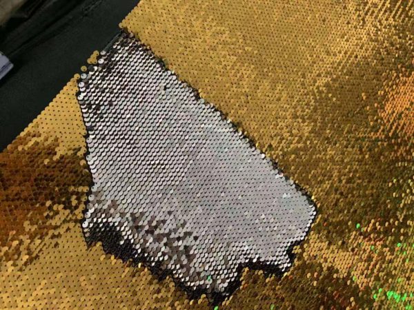 Gold fish scale sequin fabric