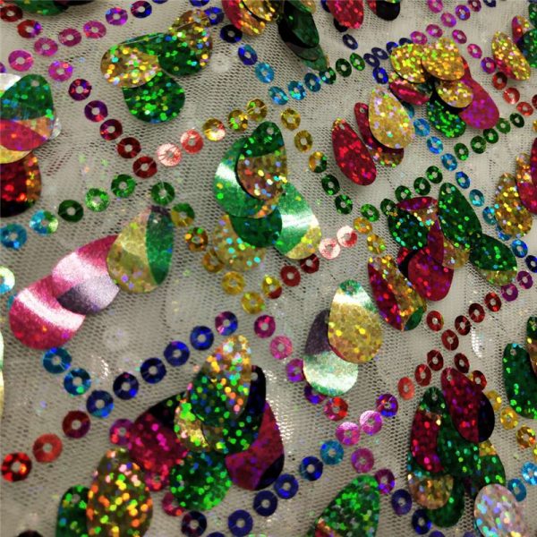 Colorful rain drop sequin fabric - Image 5