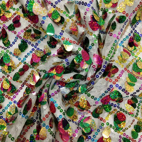 Colorful rain drop sequin fabric - Image 4